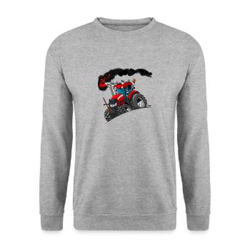 ROTER TRAKTOR - Unisex Pullover - Weißgrau meliert - Vorne - Alina (178cm) & Michal (187cm)