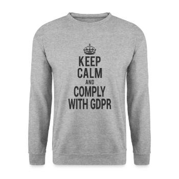 Restez calme et conformez-vous au GDPR - Sweat-shirt Unisexe - gris chiné - Devant - Alina (178cm) & Michal (187cm)