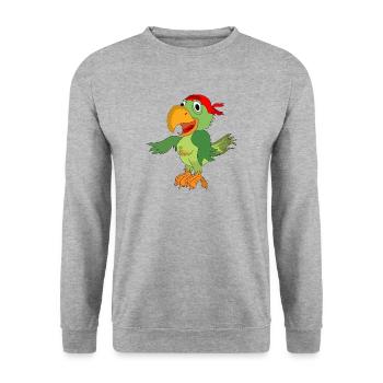 Papagei - Unisex Pullover - Weißgrau meliert - Vorne - Alina (178cm) & Michal (187cm)
