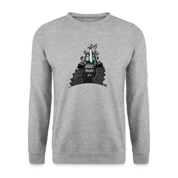 367 tracteur vert - Sweat-shirt Unisexe - gris chiné - Devant - Alina (178cm) & Michal (187cm)