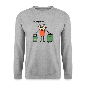 Mann mit Koffern - Mach mich vom Acker - Unisex Pullover - Weißgrau meliert - Vorne - Alina (178cm) & Michal (187cm)