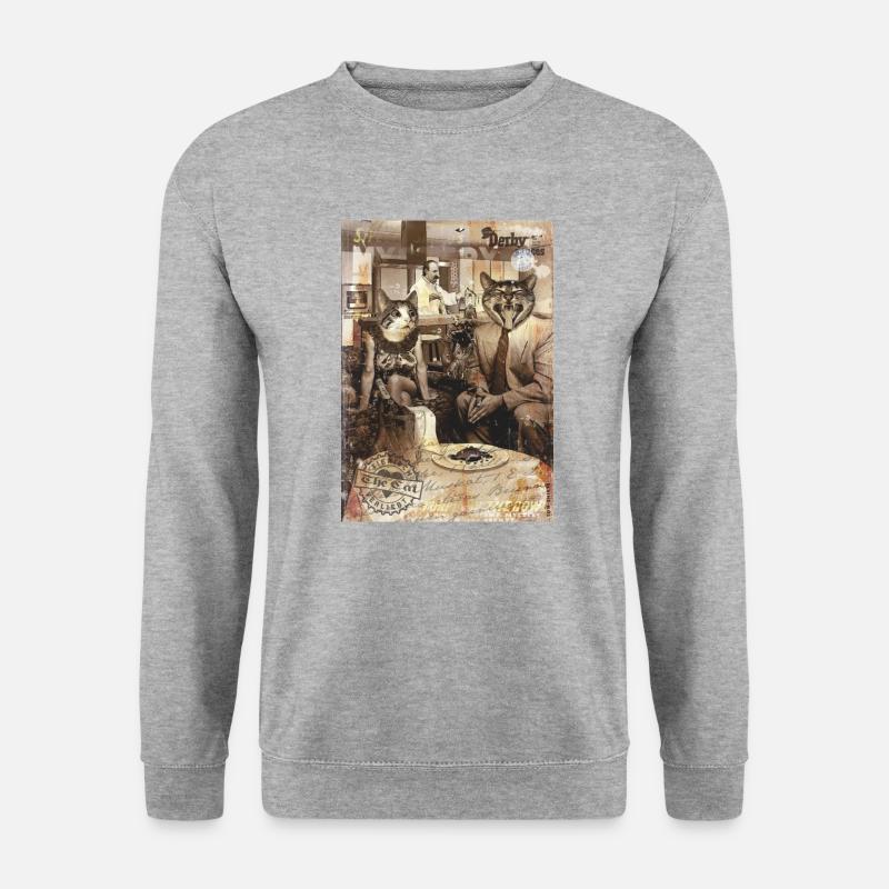 cats/Katzen - Unisex Pullover - Weißgrau meliert