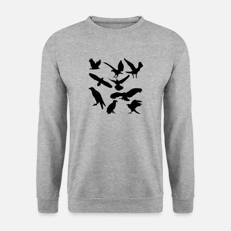 Vögel - Unisex Pullover - Weißgrau meliert