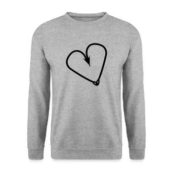 Hameçon coeur pêcheurs à la ligne de pêche de poissons crochet - Sweat-shirt Unisexe - gris chiné - Devant - Alina (178cm) & Michal (187cm)