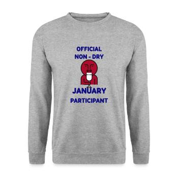 Nicht trockener Januarwein - Unisex Pullover - Weißgrau meliert - Vorne - Alina (178cm) & Michal (187cm)