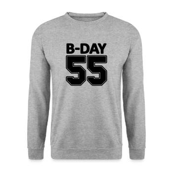 Nummer 55 / 55. Geburtstag Schnapszahl Trikot - Unisex Pullover - Weißgrau meliert - Vorne - Alina (178cm) & Michal (187cm)