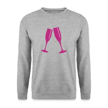 Sektglas - Unisex Pullover - Weißgrau meliert - Vorne - Alina (178cm) & Michal (187cm)