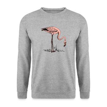 bird Vogel Flamingo Natur Tierwelt - Unisex Pullover - Weißgrau meliert - Vorne - Alina (178cm) & Michal (187cm)