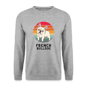 Français Bulldog Französische Bulldogge T-shirt - Sweat-shirt Unisexe - gris chiné - Devant - Alina (178cm) & Michal (187cm)