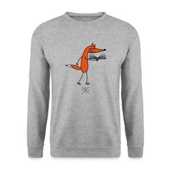 Schlauer Leser - Unisex Pullover - Weißgrau meliert - Vorne - Alina (178cm) & Michal (187cm)