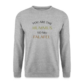 YOU ARE THE HUMMUS TO MY FALAFEL - Unisex Sweatshirt - salt & pepper - Front - Alina (178cm) & Michal (187cm)