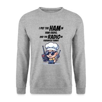 Radiantly Funny Amateur Ham Radio Operator Chef - Unisex Sweatshirt - salt & pepper - Front - Alina (178cm) & Michal (187cm)