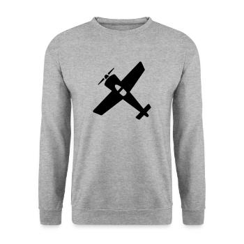 Flugzeug Geschenk Modellflugzeug - Unisex Pullover - Weißgrau meliert - Vorne - Alina (178cm) & Michal (187cm)