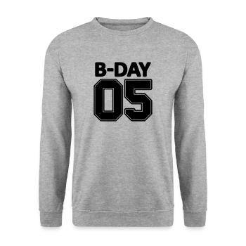 Numéro 05 Numéro / 5ème anniversaire / 5 ans - Sweat-shirt Unisexe - gris chiné - Devant - Alina (178cm) & Michal (187cm)