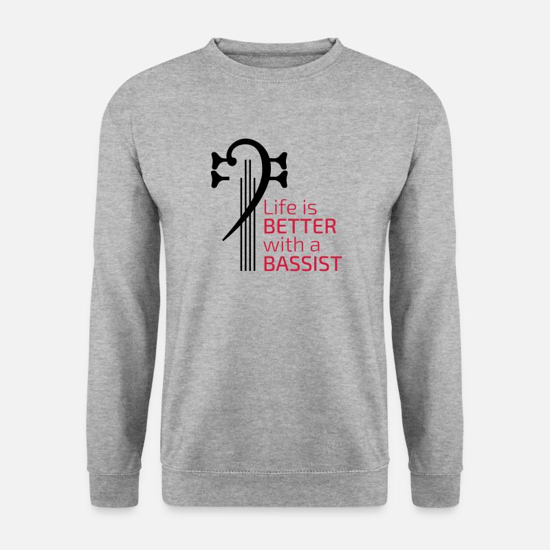 Das Leben ist besser mit einem Bassisten - Unisex Pullover - Weißgrau meliert