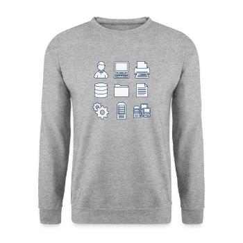 Computer Icons - Unisex Pullover - Weißgrau meliert - Vorne - Alina (178cm) & Michal (187cm)