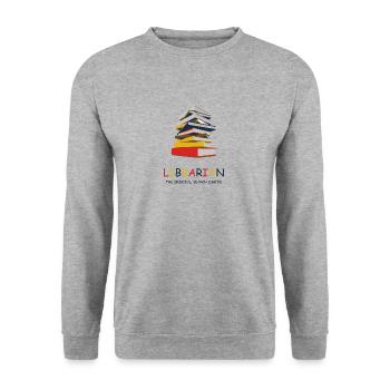 Bücherei Bibliothek Bibliothekar Bibliothekarin - Unisex Pullover - Weißgrau meliert - Vorne - Alina (178cm) & Michal (187cm)