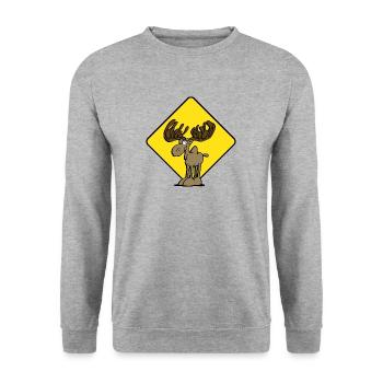 Vorsicht Elch Moose - Unisex Pullover - Weißgrau meliert - Vorne - Alina (178cm) & Michal (187cm)