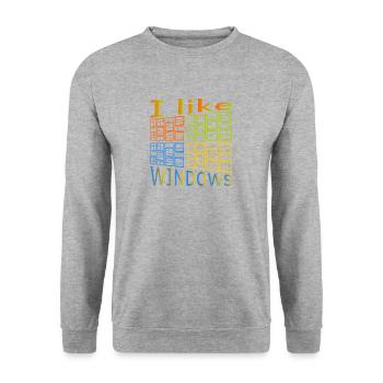 I like Windows - Unisex Pullover - Weißgrau meliert - Vorne - Alina (178cm) & Michal (187cm)