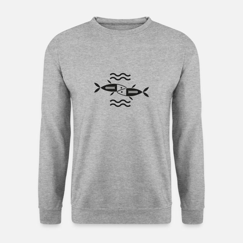 Sternzeichen Fische - Unisex Pullover - Weißgrau meliert