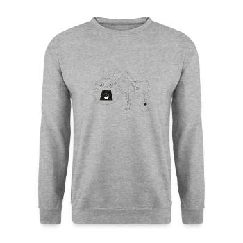 Homme drôle avec chapeau crie - Sweat-shirt Unisexe - gris chiné - Devant - Alina (178cm) & Michal (187cm)