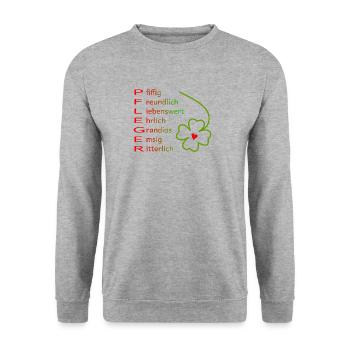 Pfleger - Unisex Pullover - Weißgrau meliert - Vorne - Alina (178cm) & Michal (187cm)