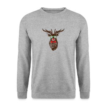 Moose Christmas Reindeer Nerd Geek Gift - Unisex Sweatshirt - salt & pepper - Front - Alina (178cm) & Michal (187cm)