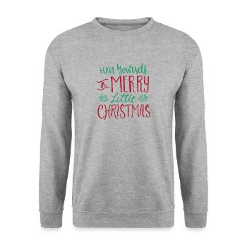 Weihnachten Merry little Christmas Efeu Geschenk - Unisex Pullover - Weißgrau meliert - Vorne - Alina (178cm) & Michal (187cm)
