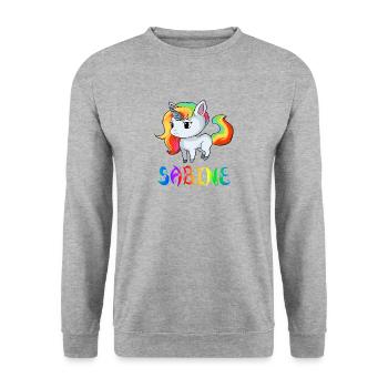 Sabine Einhorn - Unisex Pullover - Weißgrau meliert - Vorne - Alina (178cm) & Michal (187cm)