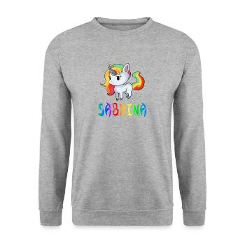 Sabrina Einhorn - Unisex Pullover - Weißgrau meliert - Vorne - Alina (178cm) & Michal (187cm)