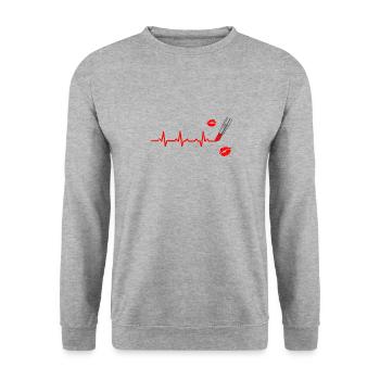 rouge à lèvres cadeau rythme cardiaque du rythme cardiaque MakeUp - Sweat-shirt Unisexe - gris chiné - Devant - Alina (178cm) & Michal (187cm)