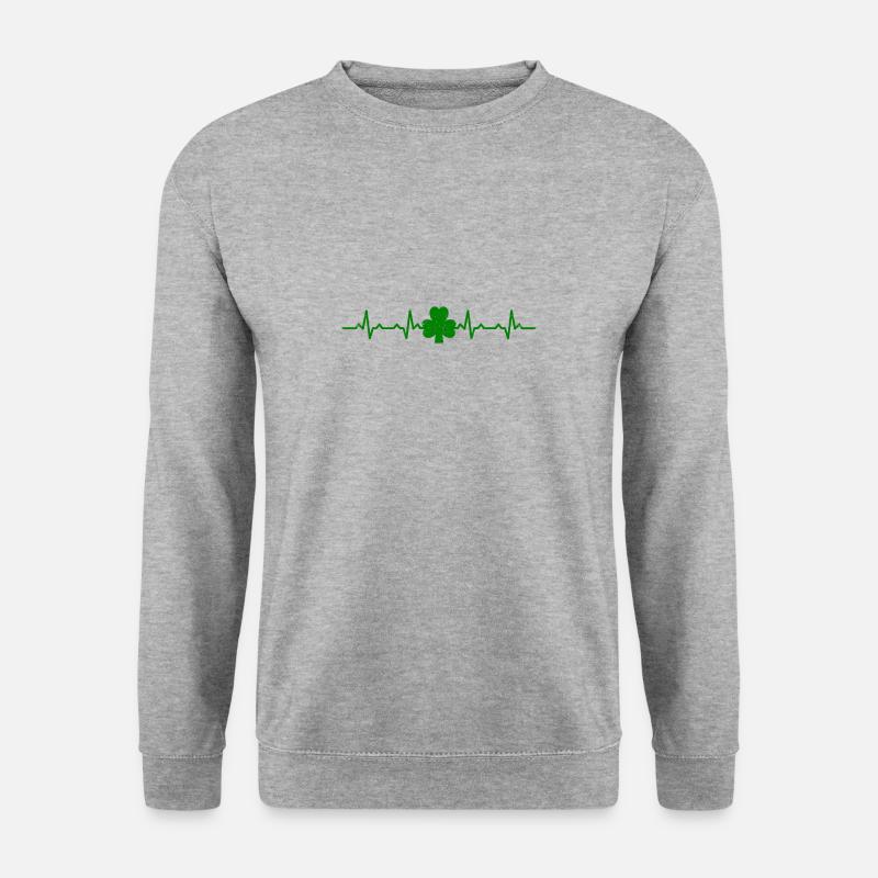 Irland Herzschlag Kleeblatt Irisch geschenk glück - Unisex Pullover - Weißgrau meliert
