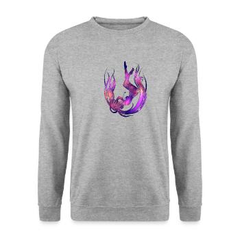 Fallen Anime Space Girl - Unisex Pullover - Weißgrau meliert - Vorne - Alina (178cm) & Michal (187cm)