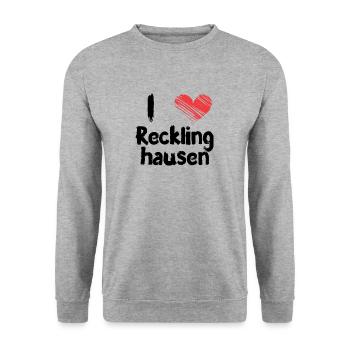 J'adore Recklinghausen - Sweat-shirt Unisexe - gris chiné - Devant - Alina (178cm) & Michal (187cm)