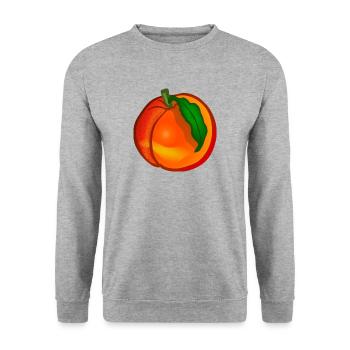 Pfirsich - Unisex Pullover - Weißgrau meliert - Vorne - Alina (178cm) & Michal (187cm)