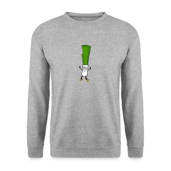 Lauch happy lustig fresh - Unisex Pullover - Weißgrau meliert - Vorne - Alina (178cm) & Michal (187cm)