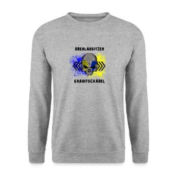 Oberlausitzer Granitschädel - Unisex Pullover - Weißgrau meliert - Vorne - Alina (178cm) & Michal (187cm)