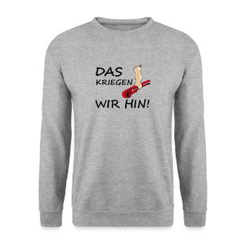 Das kriegen wir hin! black - Unisex Pullover - Weißgrau meliert - Vorne - Alina (178cm) & Michal (187cm)