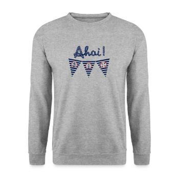Ahoi, mer, maritime, drapeau - Sweat-shirt Unisexe - gris chiné - Devant - Alina (178cm) & Michal (187cm)