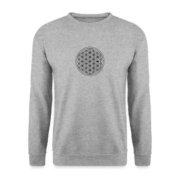 Lebensblume - Unisex Pullover - Weißgrau meliert - Vorne - Alina (178cm) & Michal (187cm)
