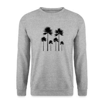 Palmen Silhouette Sommer Geschenk - Unisex Pullover - Weißgrau meliert - Vorne - Alina (178cm) & Michal (187cm)
