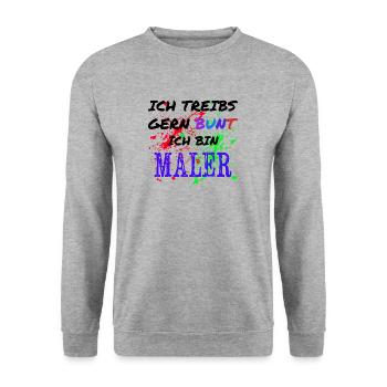 Maler ich treibs Bunt - Unisex Pullover - Weißgrau meliert - Vorne - Alina (178cm) & Michal (187cm)