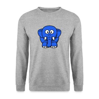 blauer Elefant - Unisex Pullover - Weißgrau meliert - Vorne - Alina (178cm) & Michal (187cm)
