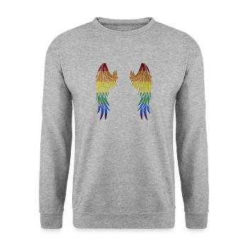 Gay Pride LGBT ailes drapeau cadeau idée - Sweat-shirt Unisexe - gris chiné - Devant - Alina (178cm) & Michal (187cm)