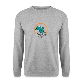 Dolphin gift water sea whale fish ocean animal - Unisex Sweatshirt - salt & pepper - Front - Alina (178cm) & Michal (187cm)