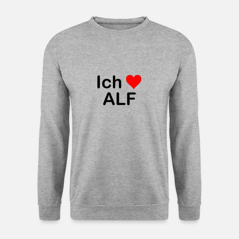 Ich liebe ALF - Alfeld | Heimat | Geschenk - Unisex Pullover - Weißgrau meliert