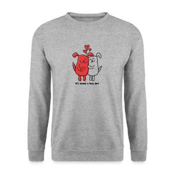 Dog and cat It's always a love day - Unisex Sweatshirt - salt & pepper - Front - Alina (178cm) & Michal (187cm)