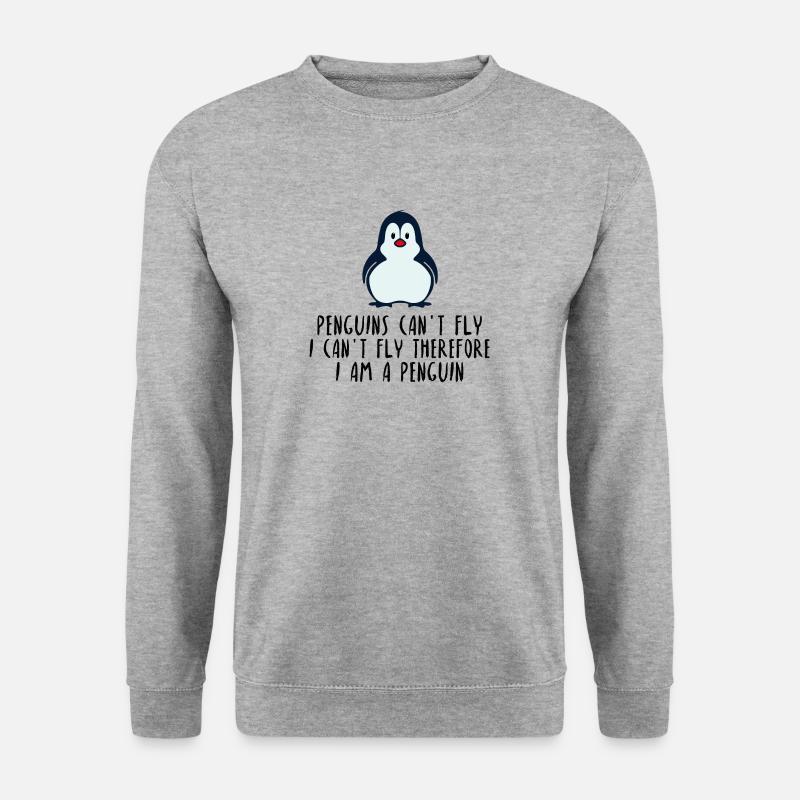 Penguins can't fly Pinguin Zootier Geschenk Idee - Unisex Pullover - Weißgrau meliert