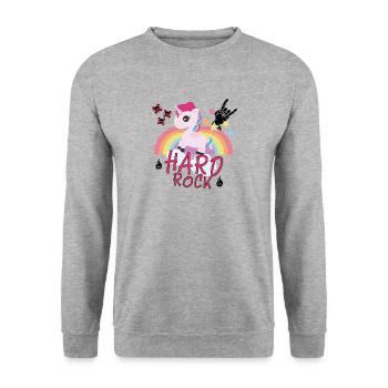 Hard Rock Unicorn Rainbow Festival Gift - Unisex Sweatshirt - salt & pepper - Front - Alina (178cm) & Michal (187cm)