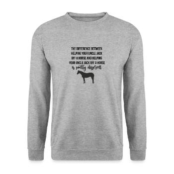 Branler un cheval - Sweat-shirt Unisexe - gris chiné - Devant - Alina (178cm) & Michal (187cm)